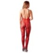 Tuta bodystocking rossa con perle catsuit pearl red