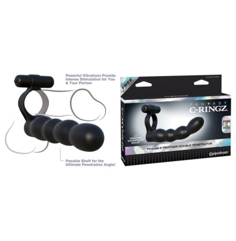 Anello fallico vibrante con strap on fantasy c-ringz posable partner double penetrator