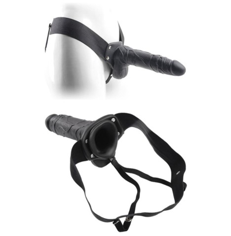 Fallo dildo indossabile strap on cavo Con testicoli Real Rapture 8 Black