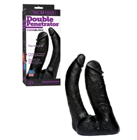 Fallo dildo realistico doppio strap on indossabile vac-u-look black