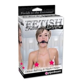 Morso con pinze per capezzoli deluxe ball gag fetish fantasy