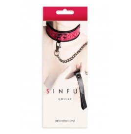 Collare Bondage con guinzaglio a catena fetish sinful Pink