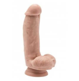 Fallo vaginale realistico dildo con ventosa nero chiaro con testicoli color carne chiaro cock 6 flesh