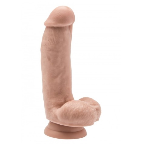 Fallo vaginale realistico dildo con ventosa nero chiaro con testicoli color carne chiaro cock 6 flesh