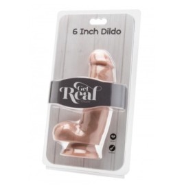 Fallo vaginale realistico dildo con ventosa nero chiaro con testicoli color carne chiaro cock 6 flesh