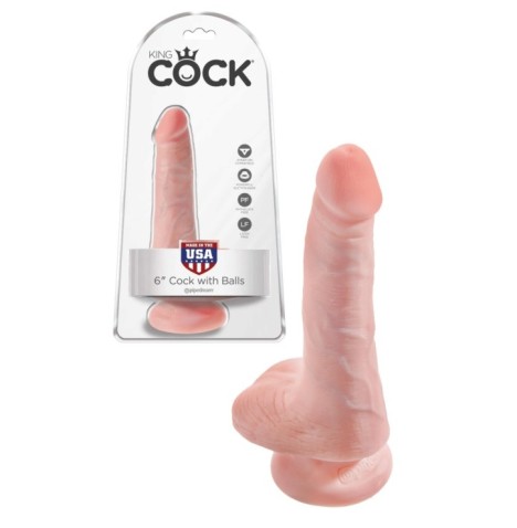 Dildo con ventosa fallo realistico vaginale king cock 6 testicoli