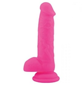 Dildo Fallo realistico Vaginale con testicoli  ventosa in silicone rod Large Pink