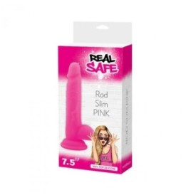 Dildo Fallo realistico Vaginale con testicoli  ventosa in silicone rod Slim Pink