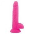 Dildo Fallo realistico Vaginale con testicoli  ventosa in silicone rod Slim Pink