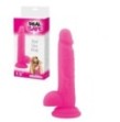 Dildo Fallo realistico Vaginale con testicoli  ventosa in silicone rod Slim Pink