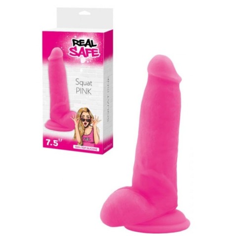 Dildo Fallo realistico Vaginale con testicoli  ventosa in silicone squad Pink 7,5