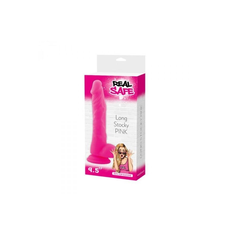 Dildo Fallo realistico Vaginale con testicoli  ventosa in silicone stocky long Pink 9,5