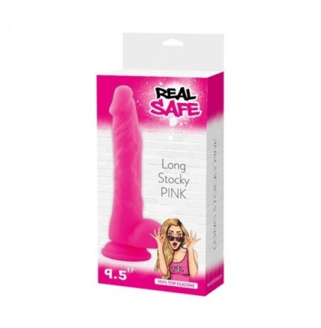 Dildo Fallo realistico Vaginale con testicoli  ventosa in silicone stocky long Pink 9,5