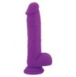 Realistico dildo fallo Vaginale con testicoli ventosa in silicone Brush purple