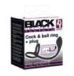 Anello fallico doppio sex toys con fallo anale in silicone nero black cock ball ring plug