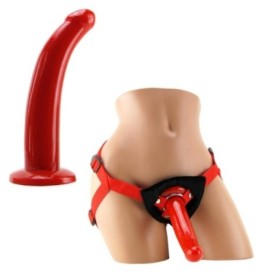 Fallo strap on indossabile vaginale anale dildo per punto G the red cock