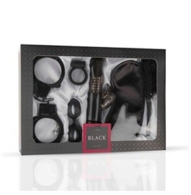 Kit sex toys con vibratore rabbit vaginale palline vaginali manette anello fallico nero love kit black