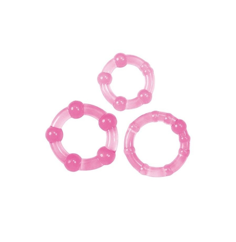 kit anello fallico 3pz contro eiaculazione precoce sex toys cockring rosa