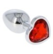 Plug anale mini in metallo acciaio dildo con pietra gioiello cuore red rosso fallo anal butt