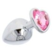 Fallo  anale in metallo acciaio dildo grande con pietra gioiello cuore rosa pink plug maxi anal butt