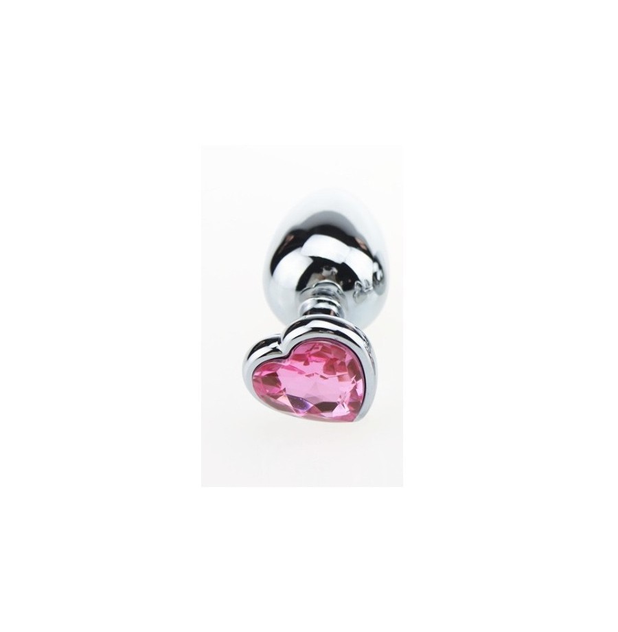 Fallo  anale in metallo acciaio dildo grande con pietra gioiello cuore rosa pink plug maxi anal butt