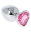 Fallo  anale in metallo acciaio dildo grande con pietra gioiello cuore rosa pink plug maxi anal butt