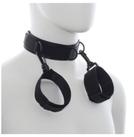 Costrittivo easy cuffs collar arms restraint black collare con manette sexy bondage harness fetish nero