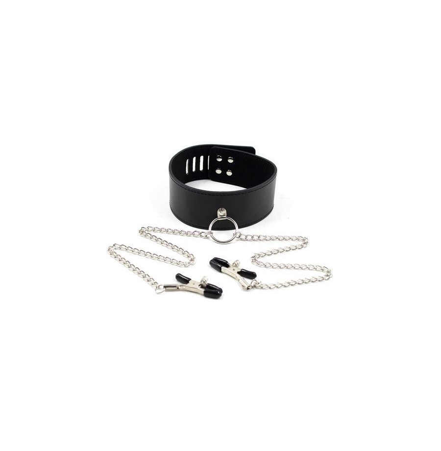 Collare con morsetti pinze per capezzoli leash nipple black nipple clamps fetish bondage