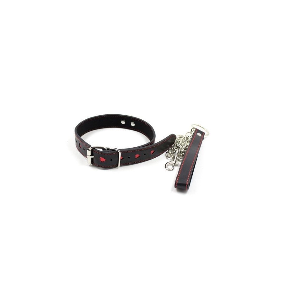 Easy collar leash black collare con guinzaglio con cuore