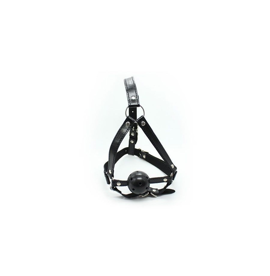 Imbracatura viso con morso head harness ball gag fetish bondage nero black costrittivo