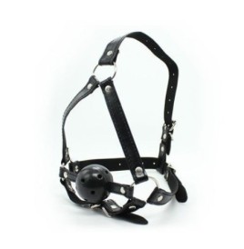 Imbracatura viso con morso head harness ball gag fetish bondage nero black costrittivo