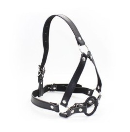 Imbracatura per testa con anello head harness ring gag ball morso bondage fetish nero