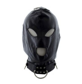 Bondage hook mask collar black maschera collare fetish nero per uomo e donna integrale in simil pelle