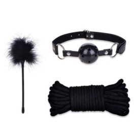 Top bondage kit fetish corda morso collare costrittivo nero frusta manette cavigliere