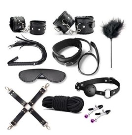 Top bondage kit fetish corda morso collare costrittivo nero frusta manette cavigliere