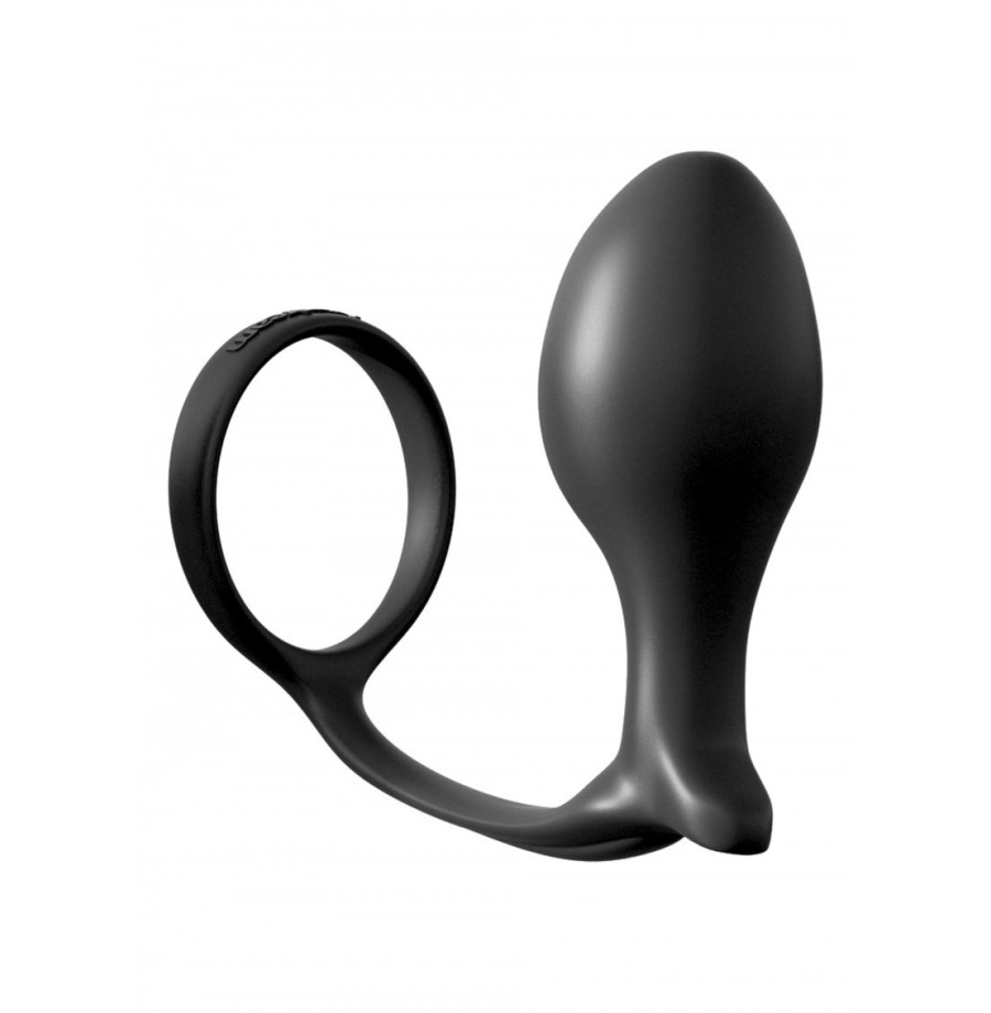 Fallo dildo plug anale con anello fallico indossabile nero anal butt