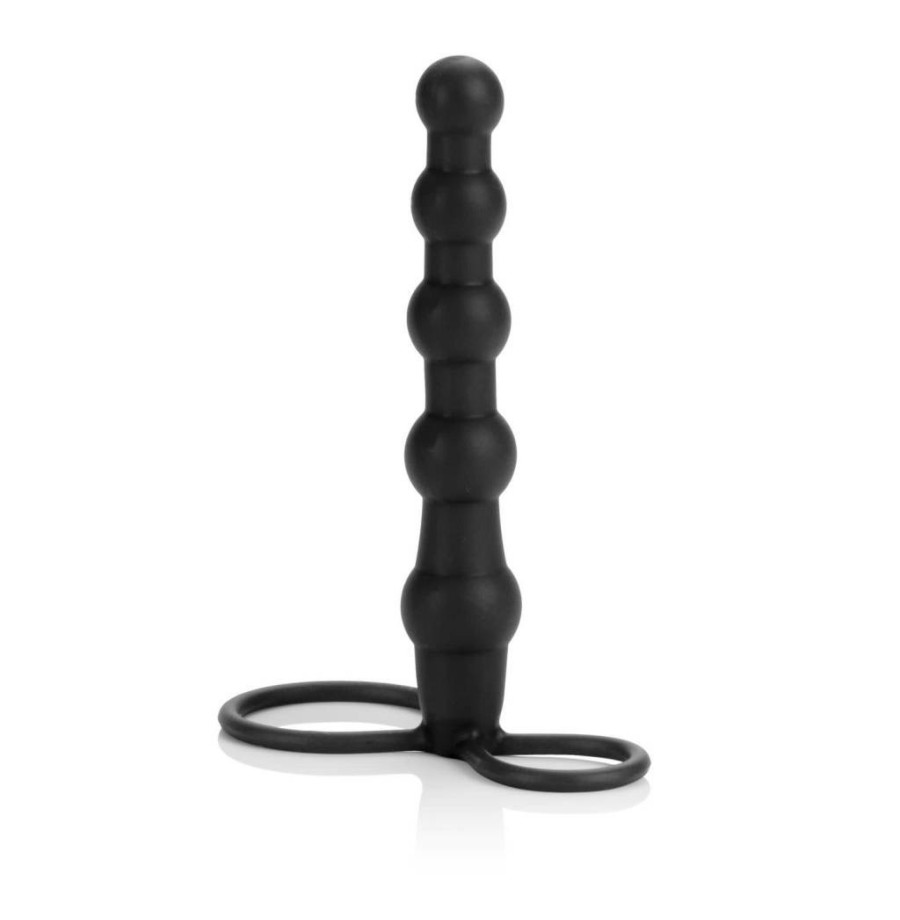 Fallo anale dildo indossabile con anello fallico per uomo nero in silicone