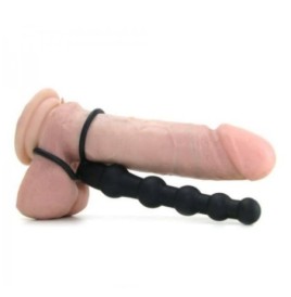 Fallo anale dildo indossabile con anello fallico per uomo nero in silicone