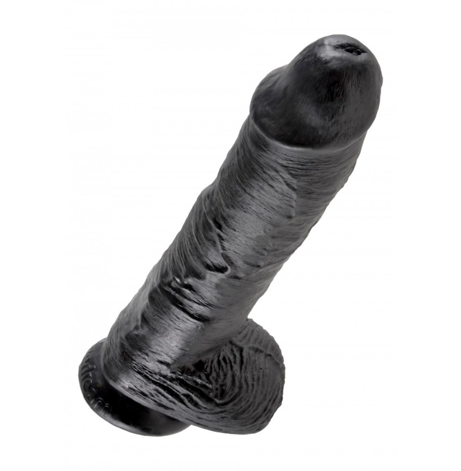 Fallo realistico vaginale black dildo nero king cock maxi con ventosa 10