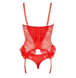 Intimo sexy rosso lingerie donna guepiere con reggi calze hot perizoma slip