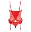 Intimo sexy rosso lingerie donna guepiere con reggi calze hot perizoma slip