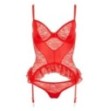 Intimo sexy rosso lingerie donna guepiere con reggi calze hot perizoma slip