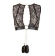 set intimo in pizzo donna fetish con manette reggicalze perizoma aperto  e top nero