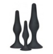 kit set fallo anale plug nero in silicone con dildo con ventosa black curvy anal play