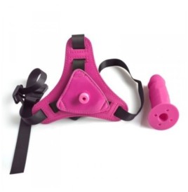 Dildo red strap on indossabile realistico fallo anale vaginale con cintura pink