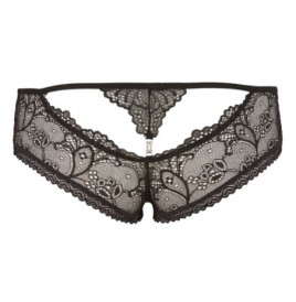 Slip sexy in pizzo trasparente per donna coulotte con strass mutande nere