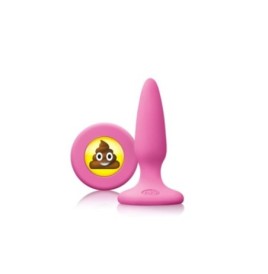 Plug anale in silicone mini fallo butt rosa conico con smile sht EMOJI FACE rosa