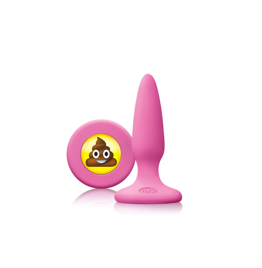 Plug anale in silicone mini fallo butt rosa conico con smile sht EMOJI FACE rosa sex toys