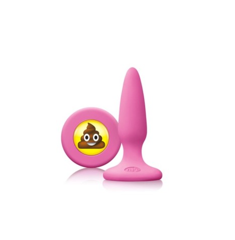 Plug anale in silicone mini fallo butt rosa conico con smile sht EMOJI FACE rosa