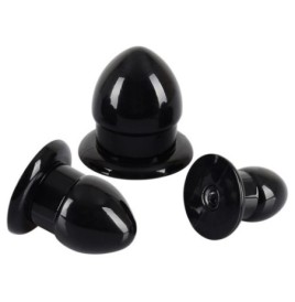 Kit 3pz fallo anale plug set mini medium maxi dildo anal sex toys nero black butt